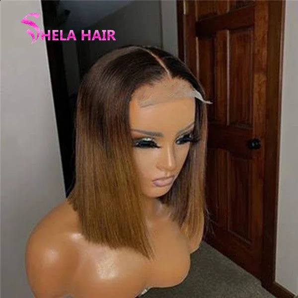 Highlight Ombre Bob Wig Glueless Lace Frontal Wig Straight