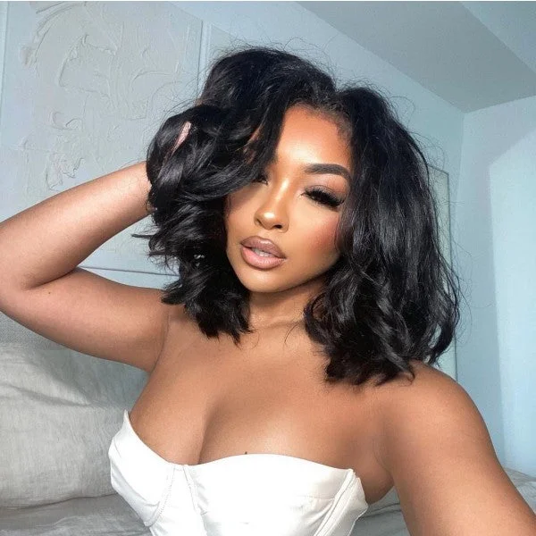 Ishow PPB™ Invisible Knots Body Wave Short Bob Wig 5x5 HD C Part Lace Closure Wigs Ready To Wear Pre Cut Wigs