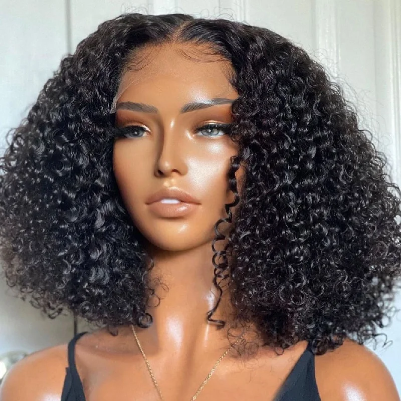 Jenny | 250% Density Preplucked Virgin Human Hair BOB Lace Front Wig | Kinky Curly