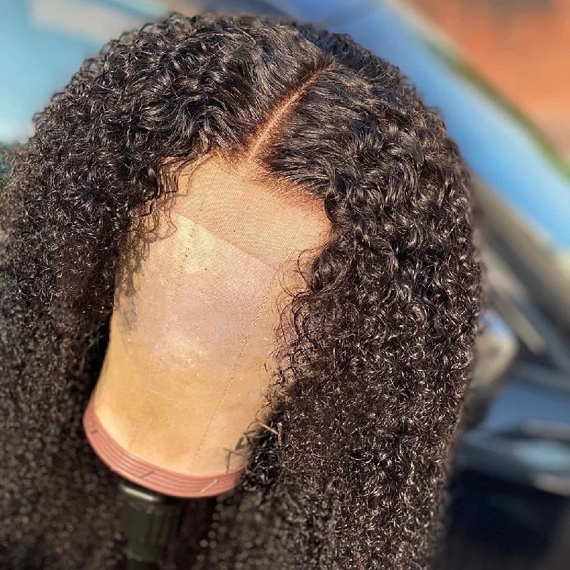 Jenny | 250% Density Preplucked Virgin Human Hair BOB Lace Front Wig | Kinky Curly