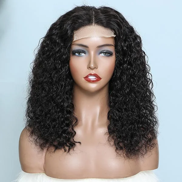 Junoda Blunt Cut Deep Wave Bob Wig Quick Weave Human Hair Lace Wigs