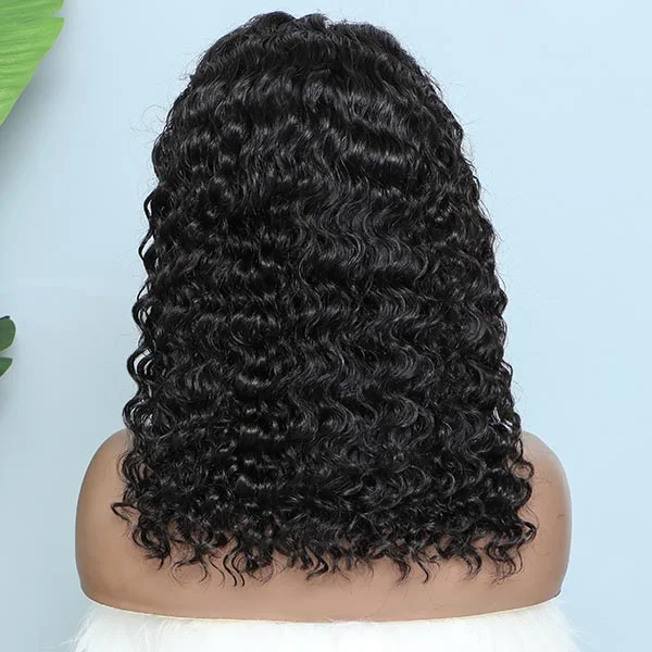 Junoda Blunt Cut Deep Wave Bob Wig Quick Weave Human Hair Lace Wigs