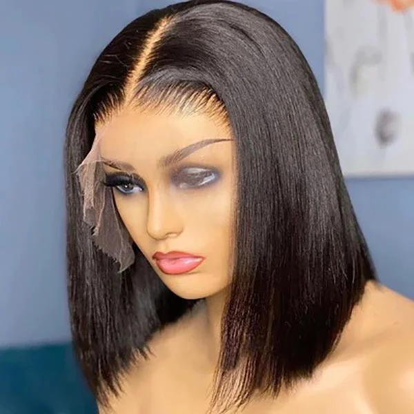 Junoda Hair Straight Bob HD Lace Closure Wig Virgin Hair Wigs