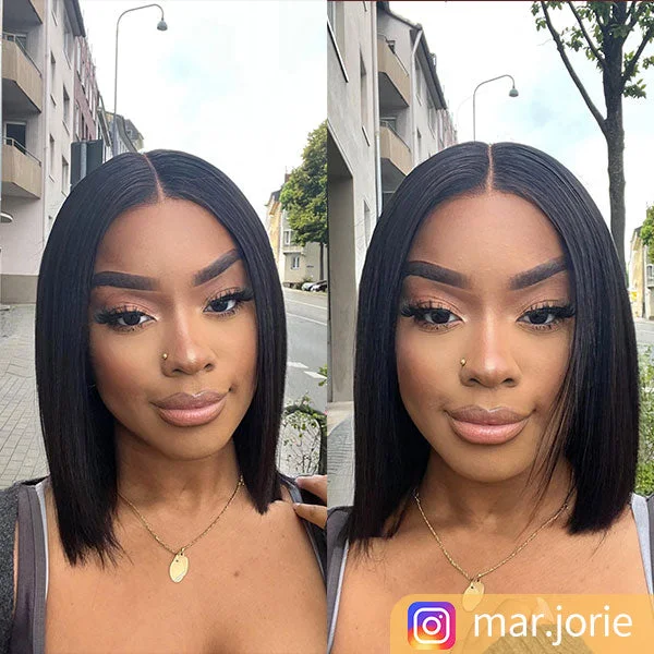 Junoda Hair Straight Bob HD Lace Closure Wig Virgin Hair Wigs