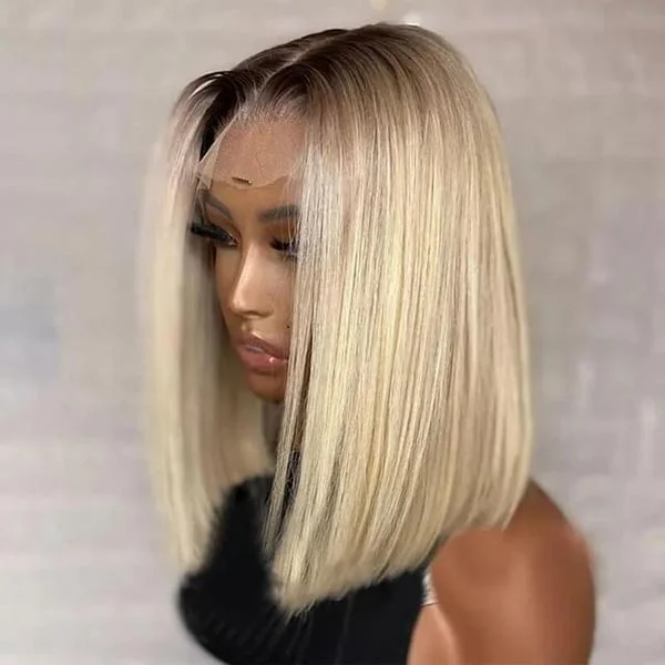 Junoda Honey Blonde Bob 1B/613 Transparent Lace Front Wigs 150% Density