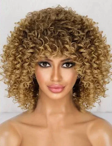 ""Keisha"" - Light Brown Wig with Tight Curls