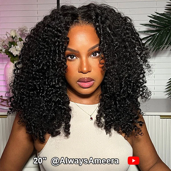 US Warehouse Quick Ship | Kinky Curly Wear Go Wigs 4x6 HD Lace Pre Cut Lace Closure Glueless Wigs