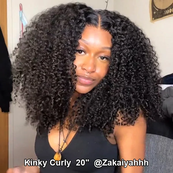 US Warehouse Quick Ship | Kinky Curly Wear Go Wigs 4x6 HD Lace Pre Cut Lace Closure Glueless Wigs