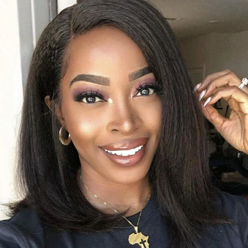 Kyra | 5x5 Super Glueless Yaki Straight Left Parted Bob Wig HD lace