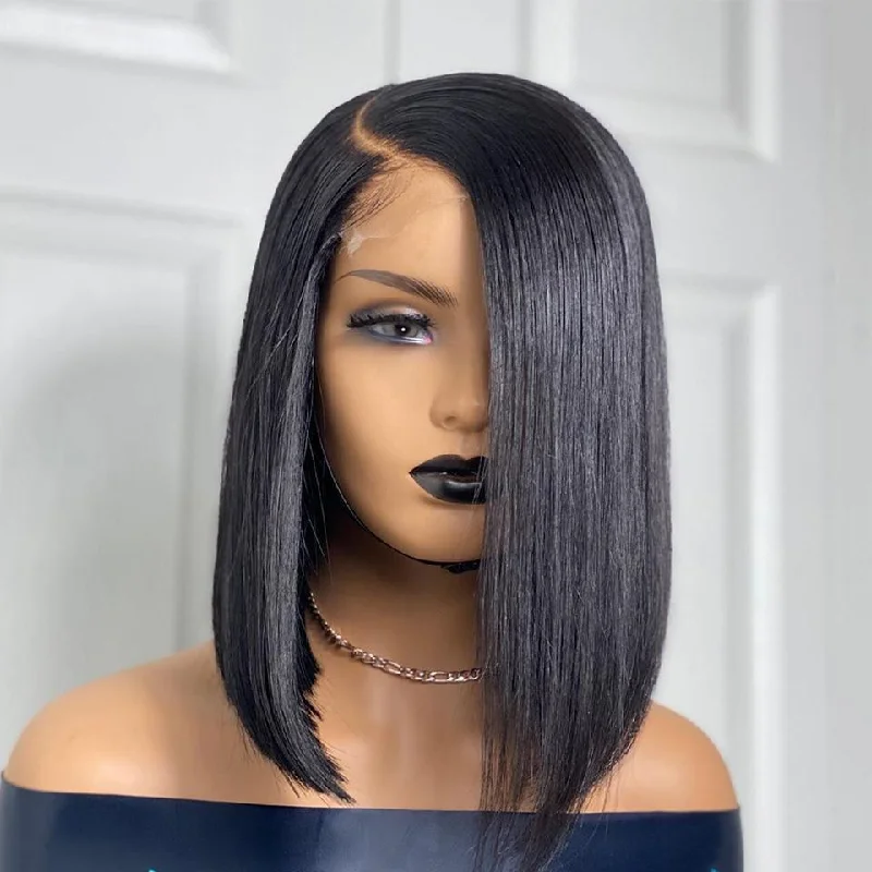 Cranberry Straight Lace Front Bob Wigs Short Malaysian Human Hair Wigs For Black Women