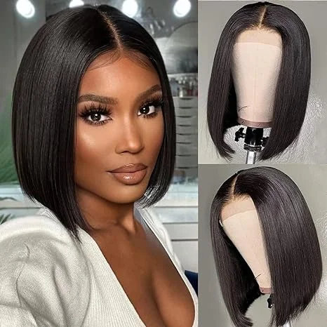 Lumiere 5x5x1 Straight HD T Part Lace Short Bob Wig Human Hair Wigs for Black Women With Baby Hair (No Code Need)