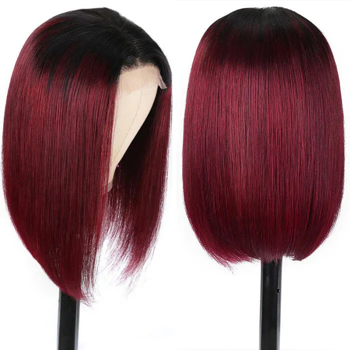 Lumiere A1 Customized 1B/99J 4x4 Short Bob Lace Front Wigs For Black Women Human Hair Wigs