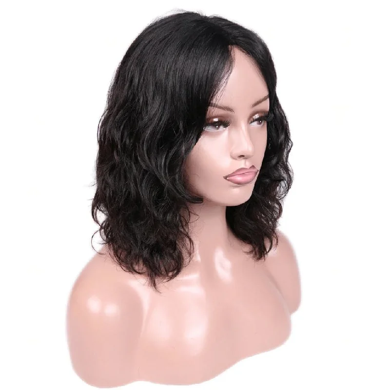 Body Wave Bob Full Machine Made None Lace With Bangs For Women