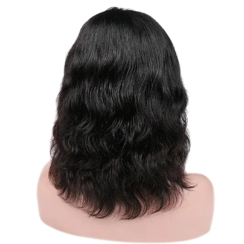 Body Wave Bob Full Machine Made None Lace With Bangs For Women