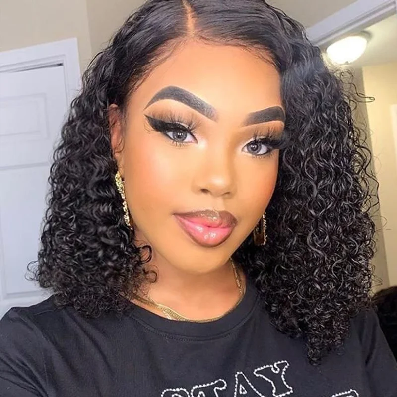 Water Wave 13x4 Lace Front Bob 150% Density Human Hair Wigs for Black Women