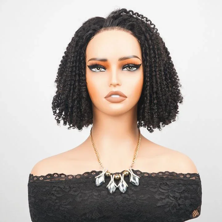 Luxury Designer Series Tight Twisted Curly Short Bob Wigs 13x4 Lace Front Human Hair Wigs