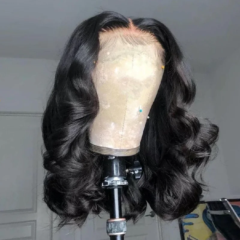 Cranberry Body Wave Lace Closure Bob Wigs Short Malaysian Human Hair Wigs For Black Women