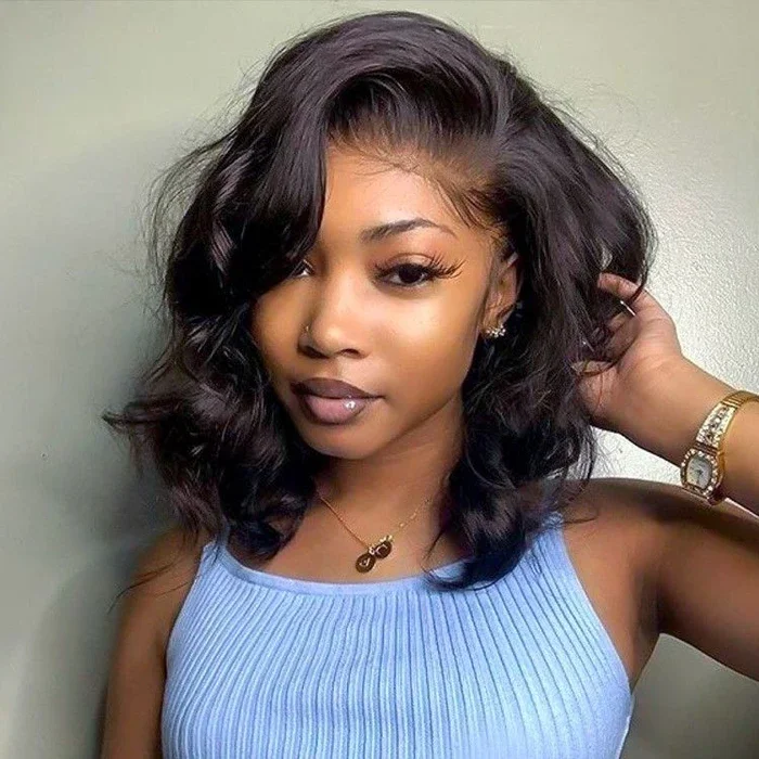 Cranberry Body Wave Lace Front Bob Wigs Short Malaysian Human Hair Wigs For Black Women