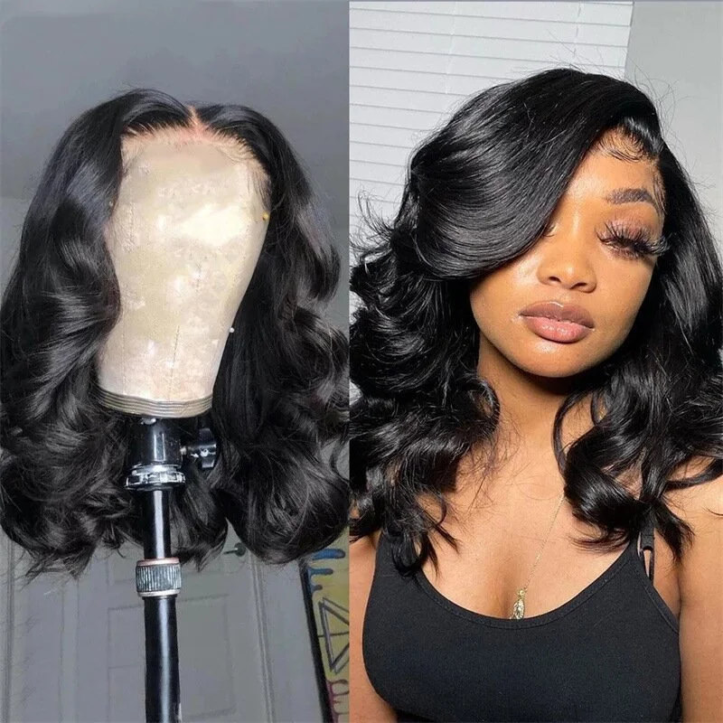 Cranberry Body Wave Lace Front Bob Wigs Short Malaysian Human Hair Wigs For Black Women