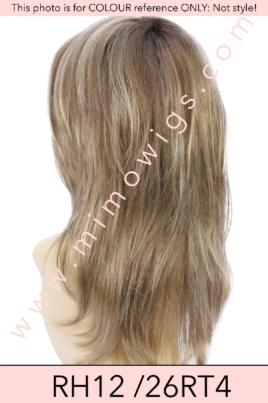 Included / RH12 /26RT4 ••• Light Brown with Chunky Golden Blonde Highlights & Dark Brown Roots / Average