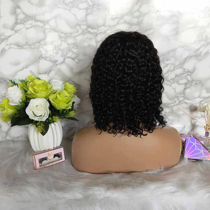 Middle part curly bob wig lace front for African American Surprisehair