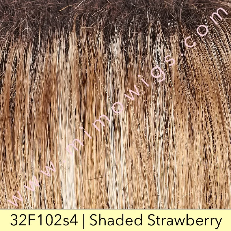 Excluded / 32F102s4 • SHADED STRAWBERRY | Med Red-Gold Blonde & Pale Platinum Blonde Blended & Tipped with Med Red Nape, Shaded with Dark Brown / Average