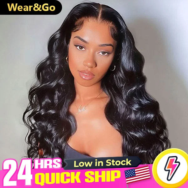 US Warehouse Quick Ship | Ocean Wave Hair Wear Go Glueless Wigs 4x6 Pre Cut HD Lace Closure Wigs With Pre Plucked Nautral Hairline