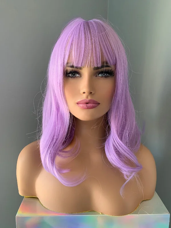 ""Nova"" - Short Purple Bob Wig with Bangs