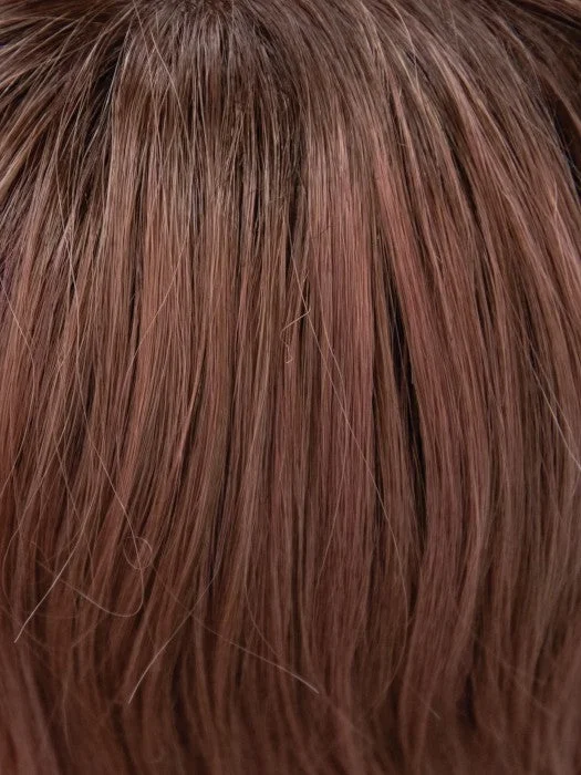 Dusty Rose | Smoky fused medium Coral Red base with warm Dark Brown roots.