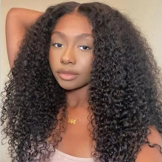 OQHAIR Kinky Curly Pre-Bleached Knots Wear Go Wigs 4x6 HD Lace 100% Glueless Pre-cut Lace Closure Wigs