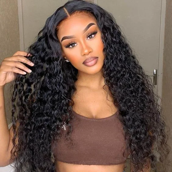 OQHAIR Water Wave Pre-Bleached Knots Wear Go Wigs 4x6 HD Lace 100% Glueless Pre-cut Lace Closure Wigs Preplucked Natural Hairline