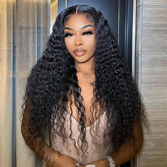 OQHAIR Water Wave Pre-Bleached Knots Wear Go Wigs 4x6 HD Lace 100% Glueless Pre-cut Lace Closure Wigs Preplucked Natural Hairline