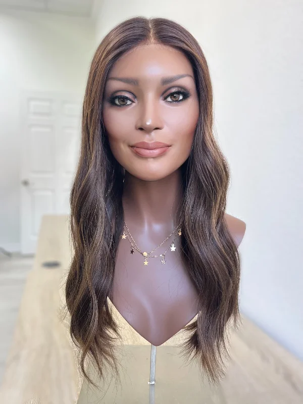 Radiant Hair Co Lace Top Wig, ""Custom Dark Brown with Caramel"" (R2065)