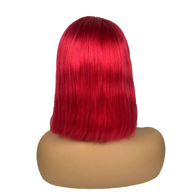 Red Lace Front Bob Wig Human Hair Middle Part for Sale Surprisehair