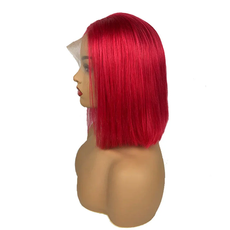 Red Lace Front Bob Wig Human Hair Middle Part for Sale Surprisehair