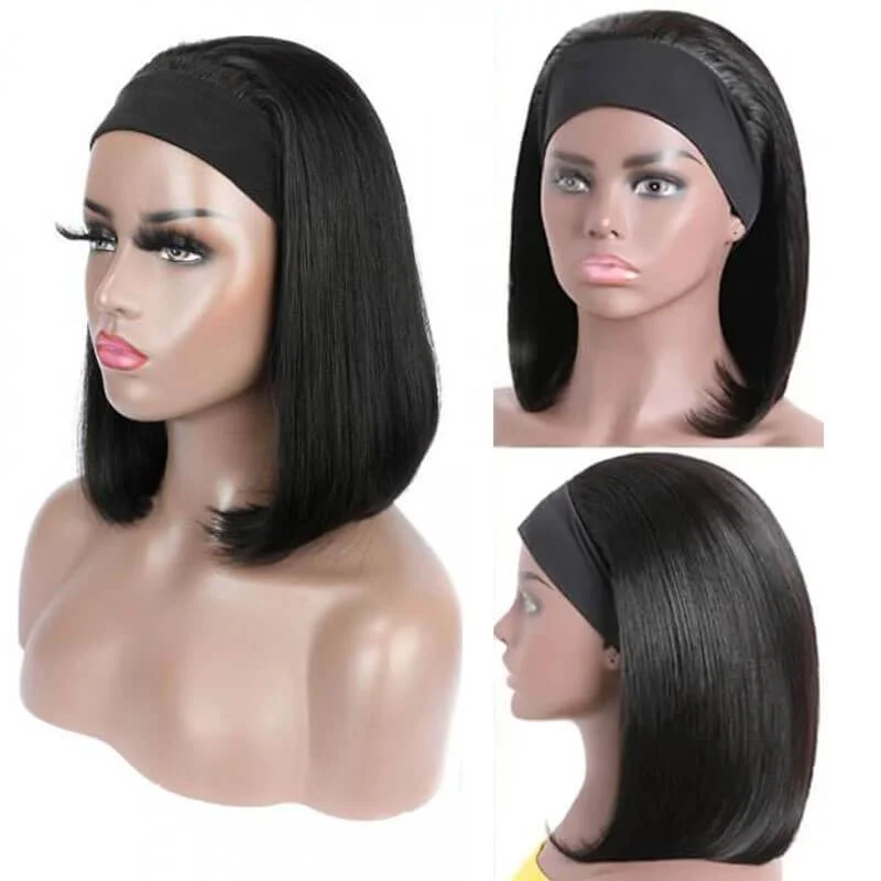 Reshine Hair High Quality Short Bob Straight Headband Wigs For African American