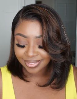 Saundra - Malaysian Hair Highlight Wavy Bob Lace Front Wig - LFB043