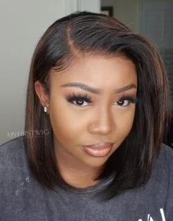 Saundra - Malaysian Hair Highlight Wavy Bob Lace Front Wig - LFB043