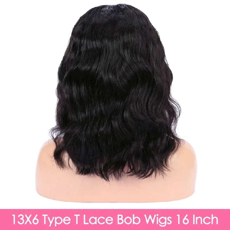 Lumiere Body Wave Short Bob T-Part Lace Front Human Hair Wigs