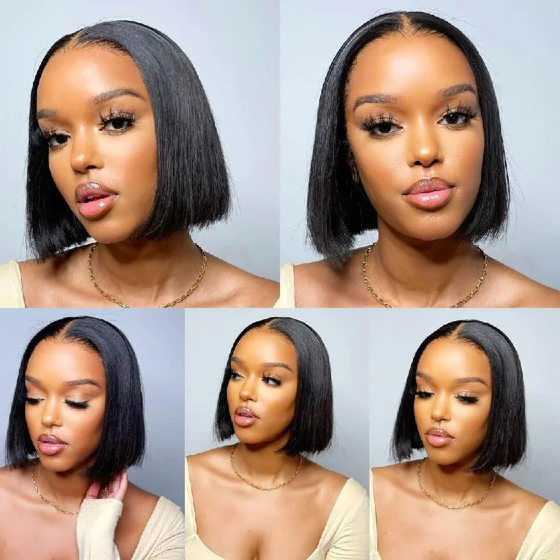 Short Straight Hair Lace Front Bob Wigs Pre Plucked Natural Hairline Glueless Real Human Hair Wig-Geeta Hair