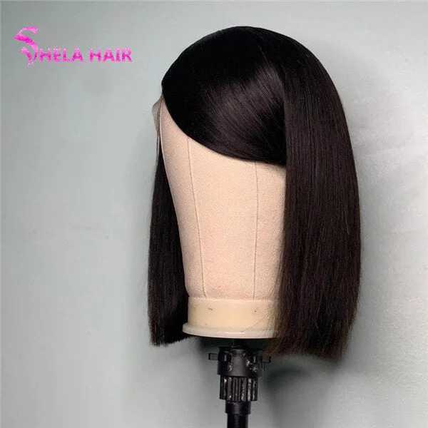 Side Bang Bob Wig Silky Straight Lace Front Wig