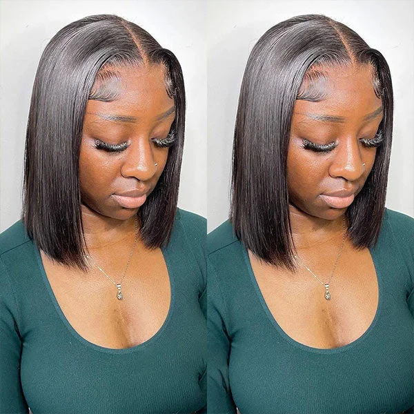 Upgrade Glueless Tiny Knots Pre Bleached Silky Straight 5x6 Bob Pre Cut Lace Wear Go Wig