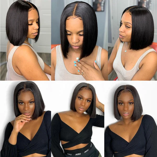 Straight Bob Wig Lace Front Human Hair Wigs Brazilian Bob Frontal Wigs 4x4 5x5 Closure Wig