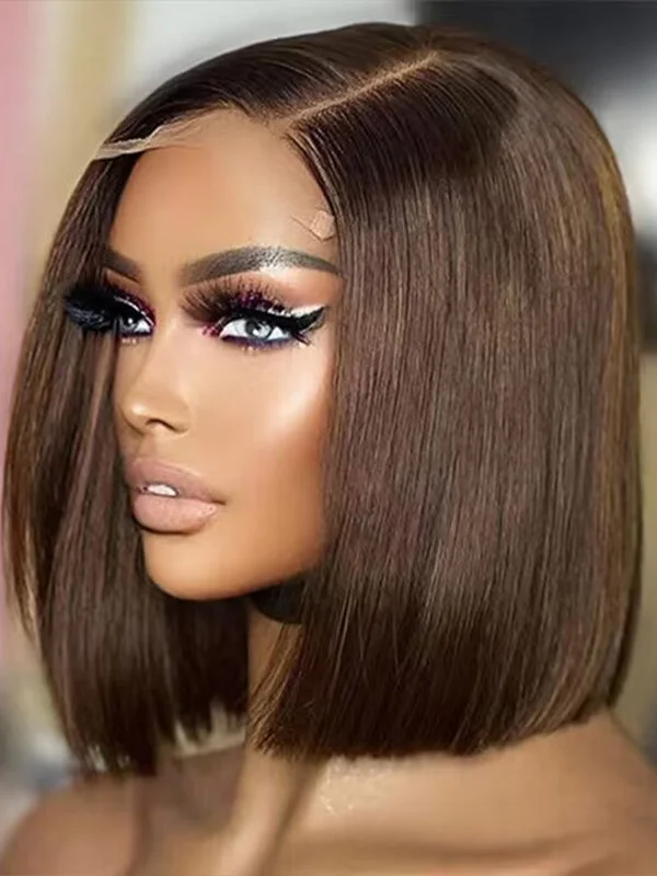 Summer Feeling Cool Short  Cut Bob Wigs Highlight Color 100% Human Hair D13