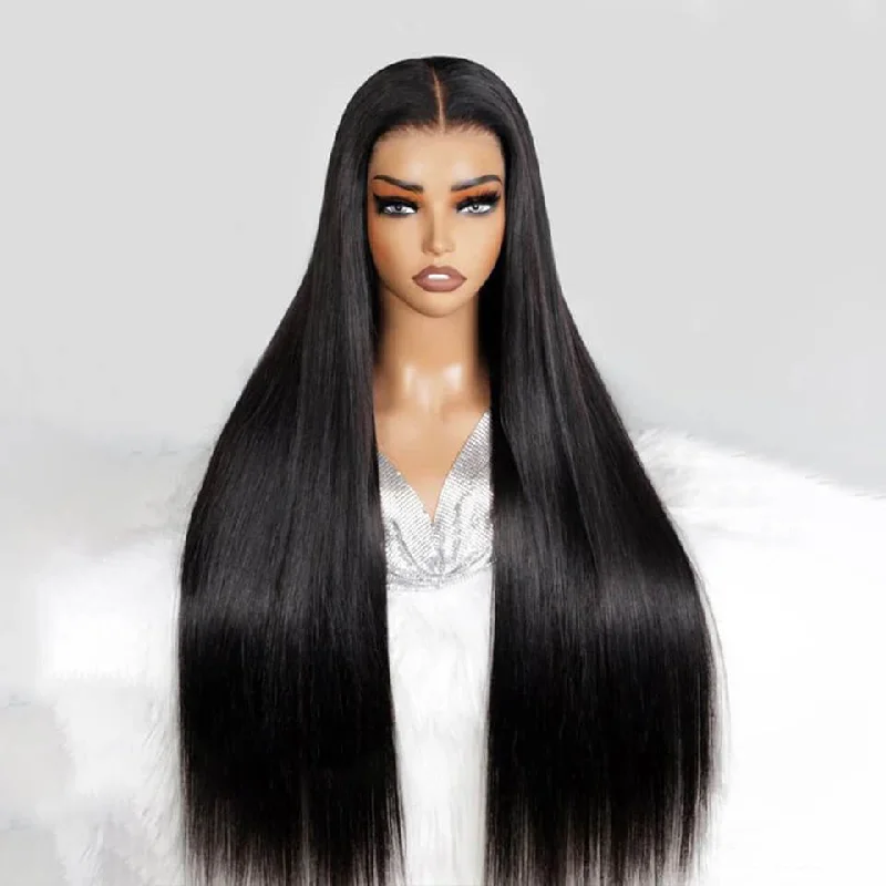 Super Double Drawn Straight Lace Wigs 4x4 5x5 Glueless Human Hair Lace Closure Wig