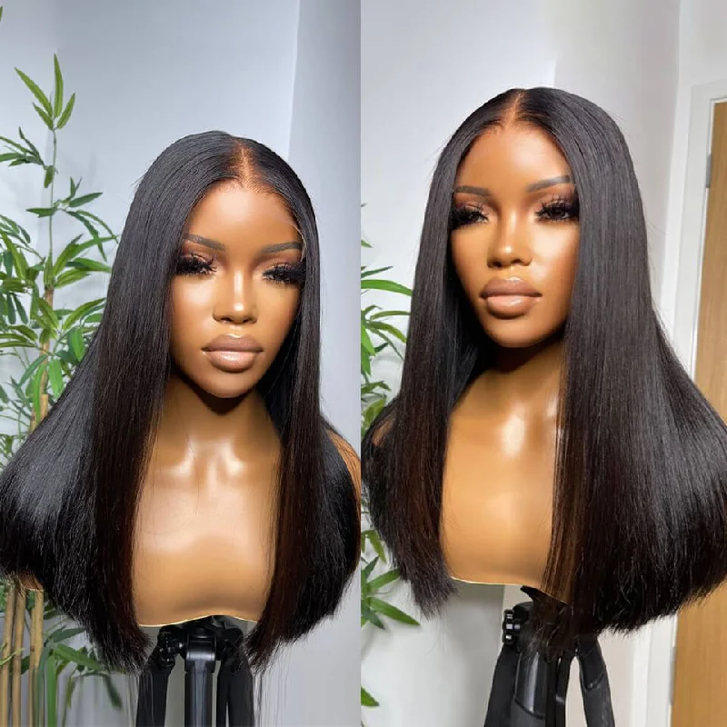 Super Double Drawn Straight Lace Wigs 4x4 5x5 Glueless Human Hair Lace Closure Wig