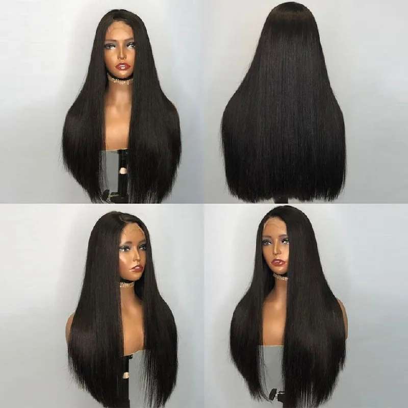 Super Double Drawn Straight Lace Wigs 4x4 5x5 Glueless Human Hair Lace Closure Wig