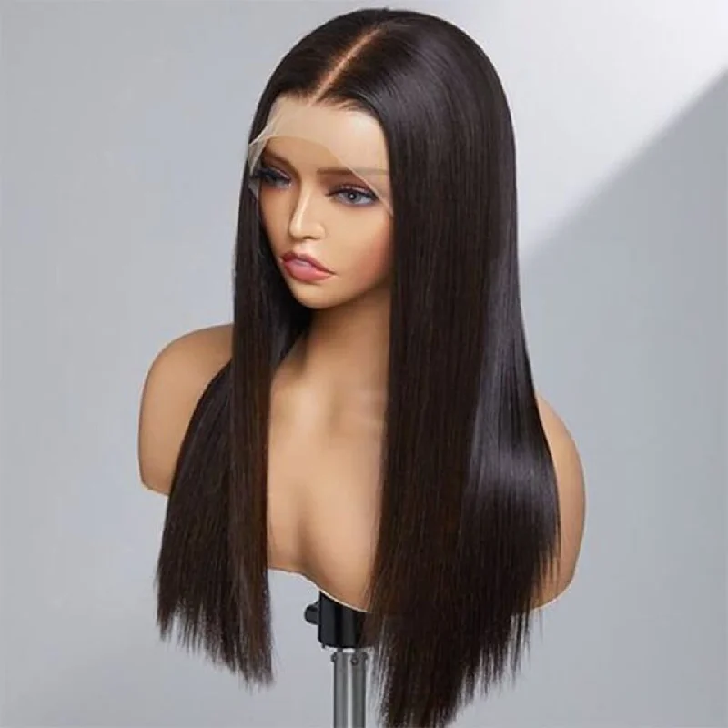 Super Double Drawn Straight Lace Wigs 4x4 5x5 Glueless Human Hair Lace Closure Wig