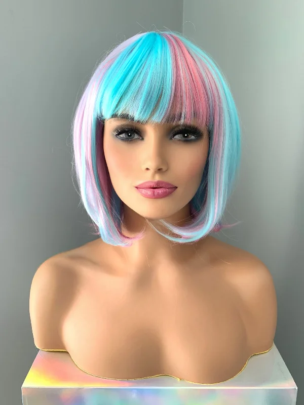 ""Tink"" - Short Neon Rainbow Wig with Bangs