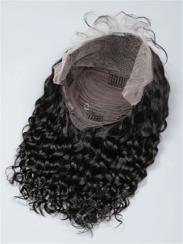 Transparent Lace 13x4 Water Wavy Bob Wig Natural Black Color